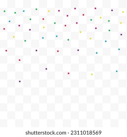 Rainbow Splash Christmas Vector Transparent Background. Fun Rain Card. Celebrate Starfall Invitation. Happy Dust Abstract Background.