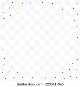Rainbow Splash Decoration Vector Transparent Background. Carnival Rain Texture. Festive Confetti Wallpaper. Falling Starfall Fun Pattern.