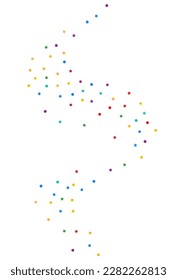 Rainbow Splash Effect Vector White Background. Decoration Rain Card. Carnival Circle and Star Banner. Color Constellation Festive Postcard.