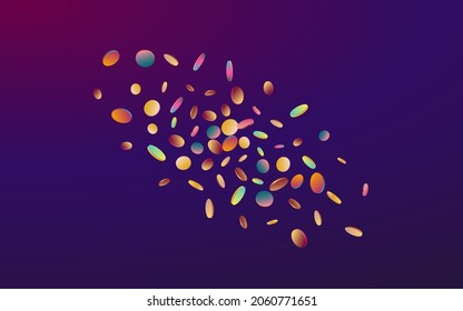 Rainbow Splash Festival Purple Background. Hologram Transparent Shine Design. Christmas Banner. Gradient Carnival Postcard.