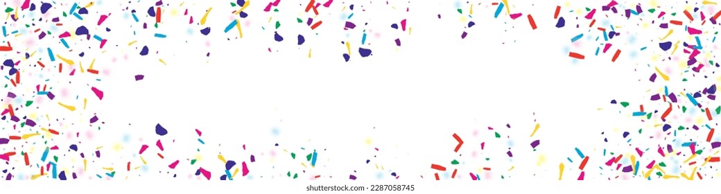 Rainbow Splash Happy Vector Transparent Panoramic Background. Cheerful Celebration Polka Design. Colorful Powder Flying Backdrop. Festive Fraction Effect Banner.