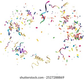 Fondo panorámico transparente del Vector feliz de la salpicadura del arco iris. Diseño alegre de la polka de la celebración. Fondo de vuelo de polvo colorido. 