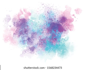 Rainbow splash on a white background. Banner, poster for your graphics. Watercolor abstraction with stains of paint. Vector illustration. EPS 8. Flashy colors. Copy space. Soft and delicate.