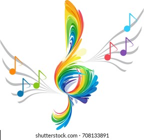 Rainbow splash treble clef and musical note