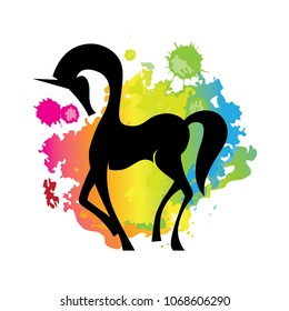 Rainbow splash and unicorn