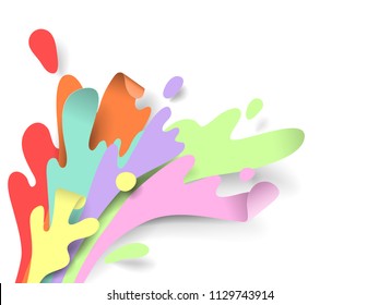 Rainbow splash water, paper art/paper cutting style