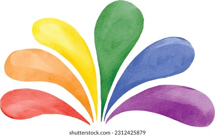 Rainbow splash watercolor painting isolate on white background. LGBT  Pride month concept. Vector illustration
