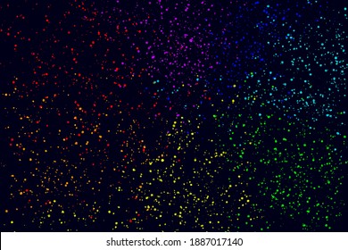 rainbow splashes of paints on a black background. Abstract background for design. Vector.