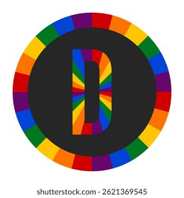 Rainbow Splinter Capital Letter D Logo with Dynamic Circle of Colors