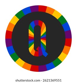 Rainbow Splinter Capital Letter Q Logo with Dynamic Circle of Colors
