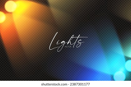 Rainbow spotlight effect with bokeh. Show lights