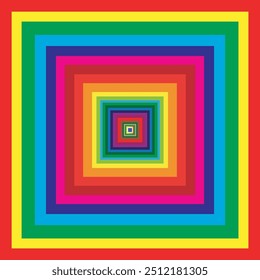 Rainbow square background of colored lines