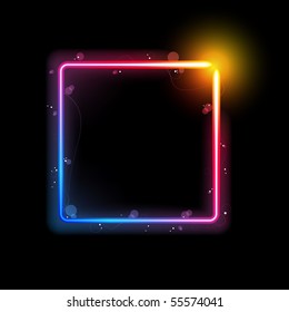 Rainbow Square Border with Sparkles and Swirls. Editable Vector Illustration