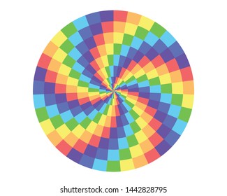 Rainbow square in circle shape elements for design isolated on white background
