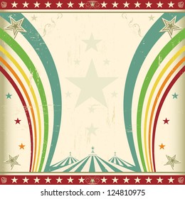 Rainbow square circus invitation. A retro square circus background for an invitation with two rainbows