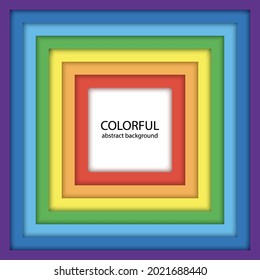 Rainbow square colorful abstract background. Vector 3D.Paper art.