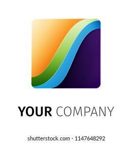 Rainbow square Logo design ribbon