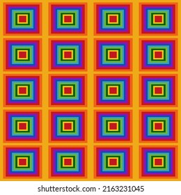Rainbow square pattern in squares for background. Pride Month pattern.