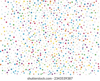 Rainbow Squares Confetti. Confetti celebration, Falling rainbow abstract decoration for party, birthday celebrate, anniversary or event, festive. Festival decor. Vector illustration