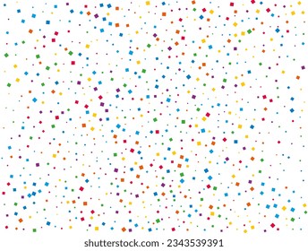 Rainbow Squares Confetti. Confetti celebration, Falling rainbow abstract decoration for party, birthday celebrate, anniversary or event, festive. Festival decor. Vector illustration