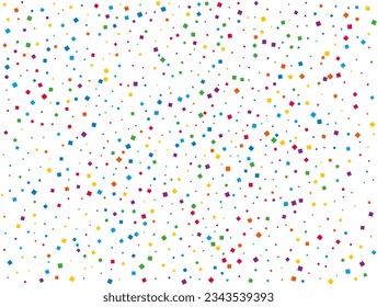 Rainbow Squares Confetti. Confetti celebration, Falling rainbow abstract decoration for party, birthday celebrate, anniversary or event, festive. Festival decor. Vector illustration