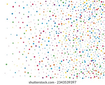 Rainbow Squares Confetti. Confetti celebration, Falling rainbow abstract decoration for party, birthday celebrate, anniversary or event, festive. Festival decor. Vector illustration