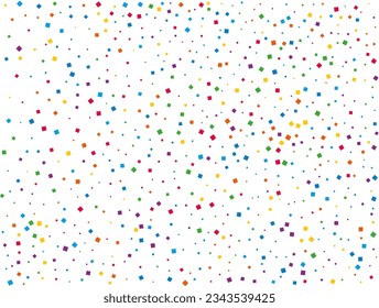 Rainbow Squares Confetti. Confetti celebration, Falling rainbow abstract decoration for party, birthday celebrate, anniversary or event, festive. Festival decor. Vector illustration