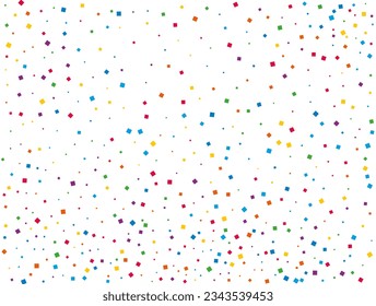 Rainbow Squares Confetti. Confetti celebration, Falling rainbow abstract decoration for party, birthday celebrate, anniversary or event, festive. Festival decor. Vector illustration