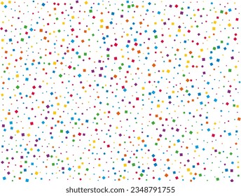 Rainbow Squares Confetti. Confetti celebration, Falling rainbow abstract decoration for party, birthday celebrate, anniversary or event, festive. Festival decor. Vector illustration