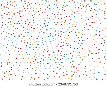 Rainbow Squares Confetti. Confetti celebration, Falling rainbow abstract decoration for party, birthday celebrate, anniversary or event, festive. Festival decor. Vector illustration