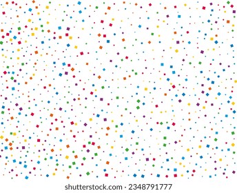 Rainbow Squares Confetti. Confetti celebration, Falling rainbow abstract decoration for party, birthday celebrate, anniversary or event, festive. Festival decor. Vector illustration