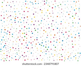 Rainbow Squares Confetti. Confetti celebration, Falling rainbow abstract decoration for party, birthday celebrate, anniversary or event, festive. Festival decor. Vector illustration