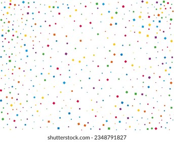 Rainbow Squares Confetti. Confetti celebration, Falling rainbow abstract decoration for party, birthday celebrate, anniversary or event, festive. Festival decor. Vector illustration