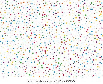 Rainbow Squares Confetti. Confetti celebration, Falling rainbow abstract decoration for party, birthday celebrate, anniversary or event, festive. Festival decor. Vector illustration