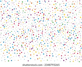 Rainbow Squares Confetti. Confetti celebration, Falling rainbow abstract decoration for party, birthday celebrate, anniversary or event, festive. Festival decor. Vector illustration