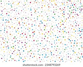 Rainbow Squares Confetti. Confetti celebration, Falling rainbow abstract decoration for party, birthday celebrate, anniversary or event, festive. Festival decor. Vector illustration