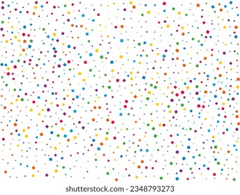 Rainbow Squares Confetti. Confetti celebration, Falling rainbow abstract decoration for party, birthday celebrate, anniversary or event, festive. Festival decor. Vector illustration