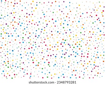 Rainbow Squares Confetti. Confetti celebration, Falling rainbow abstract decoration for party, birthday celebrate, anniversary or event, festive. Festival decor. Vector illustration