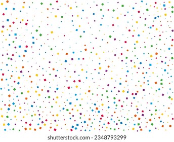 Rainbow Squares Confetti. Confetti celebration, Falling rainbow abstract decoration for party, birthday celebrate, anniversary or event, festive. Festival decor. Vector illustration