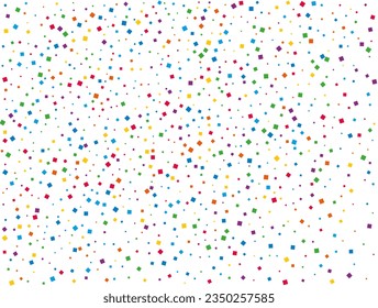 Rainbow Squares Confetti. Confetti celebration, Falling rainbow abstract decoration for party, birthday celebrate, anniversary or event, festive. Festival decor. Vector illustration.