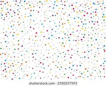 Rainbow Squares Confetti. Confetti celebration, Falling rainbow abstract decoration for party, birthday celebrate, anniversary or event, festive. Festival decor. Vector illustration.