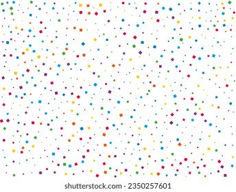 Rainbow Squares Confetti. Confetti celebration, Falling rainbow abstract decoration for party, birthday celebrate, anniversary or event, festive. Festival decor. Vector illustration.