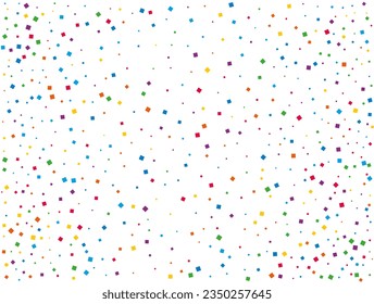 Rainbow Squares Confetti. Confetti celebration, Falling rainbow abstract decoration for party, birthday celebrate, anniversary or event, festive. Festival decor. Vector illustration.