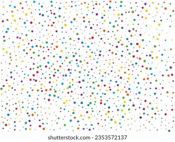 Rainbow Squares Confetti. Confetti celebration, Falling rainbow abstract decoration for party, birthday celebrate, anniversary or event, festive. Festival decor. Vector illustration