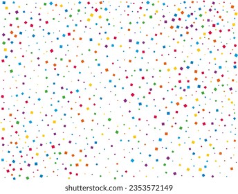 Rainbow Squares Confetti. Confetti celebration, Falling rainbow abstract decoration for party, birthday celebrate, anniversary or event, festive. Festival decor. Vector illustration