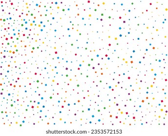 Rainbow Squares Confetti. Confetti celebration, Falling rainbow abstract decoration for party, birthday celebrate, anniversary or event, festive. Festival decor. Vector illustration