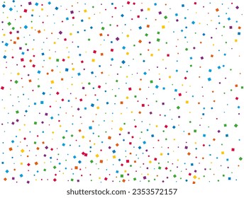 Rainbow Squares Confetti. Confetti celebration, Falling rainbow abstract decoration for party, birthday celebrate, anniversary or event, festive. Festival decor. Vector illustration