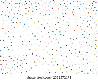 Rainbow Squares Confetti. Confetti celebration, Falling rainbow abstract decoration for party, birthday celebrate, anniversary or event, festive. Festival decor. Vector illustration