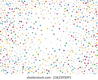 Rainbow Squares Confetti. Confetti celebration, Falling rainbow abstract decoration for party, birthday celebrate, anniversary or event, festive. Festival decor. Vector illustration