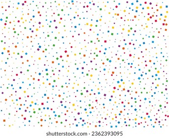 Rainbow Squares Confetti. Confetti celebration, Falling rainbow abstract decoration for party, birthday celebrate, anniversary or event, festive. Festival decor. Vector illustration